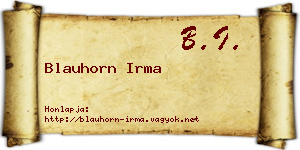 Blauhorn Irma névjegykártya